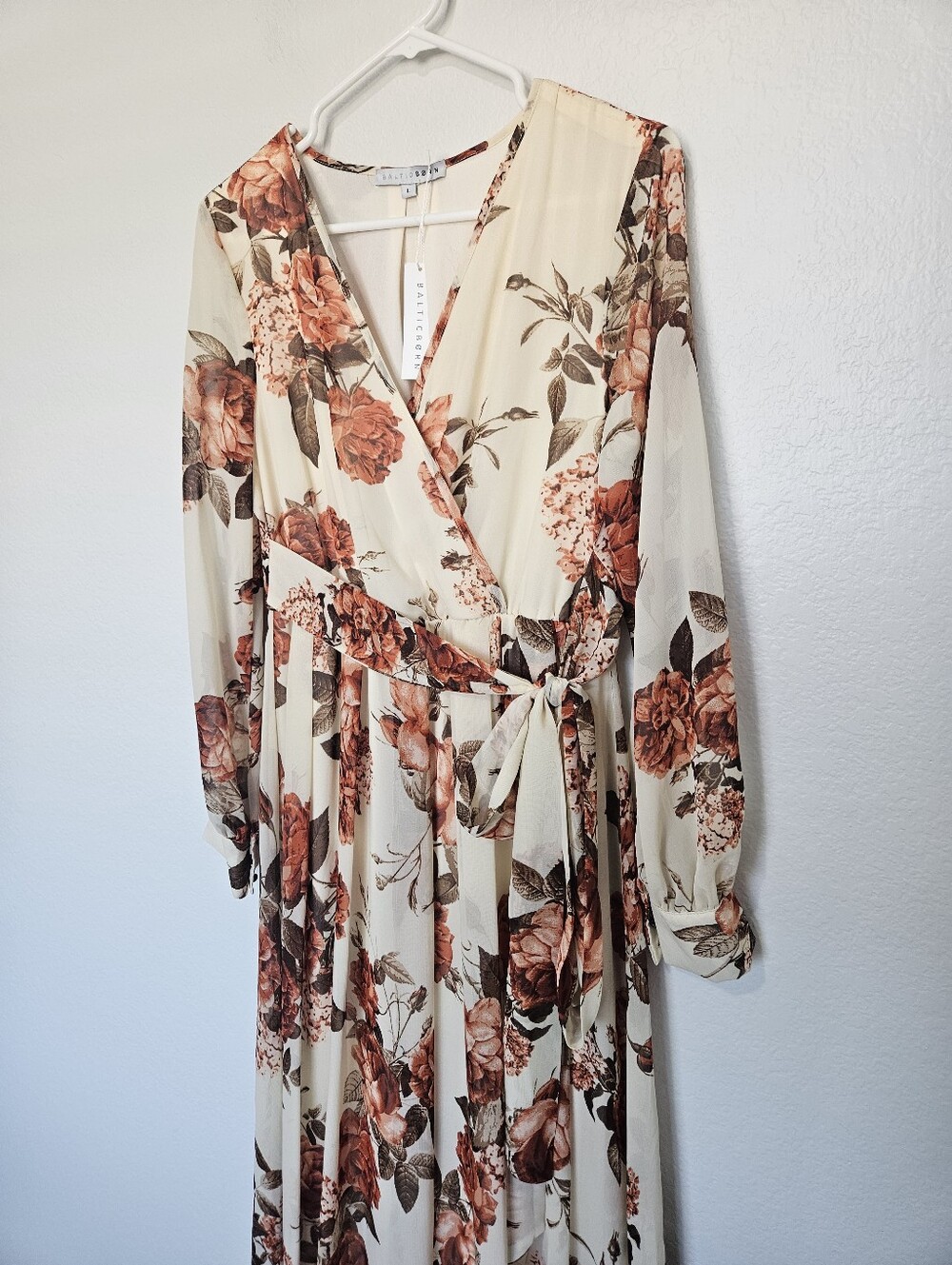 NWT Baltic Born | Lydia Fall Floral Flower Maxi Long Sheer Dress Women Large - Picture 3 of 7